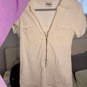 Show Me Your MuMu Cream Zip-Front Short Romper